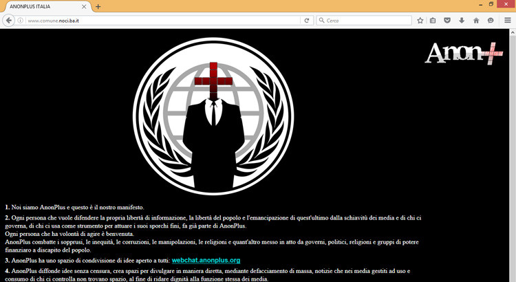 Il sito del Comune hackerato da AnonPlus