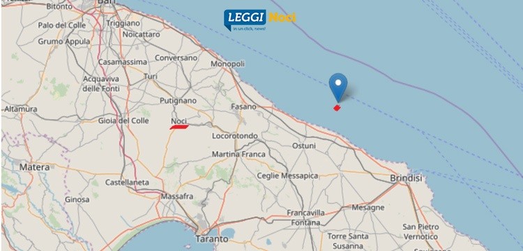 Scossa di terremoto in Mar Adriatico, vibrazioni avvertite anche a Noci