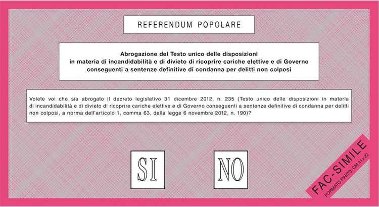 Il primo quesito referendario: l’abrogazione della Legge Severino