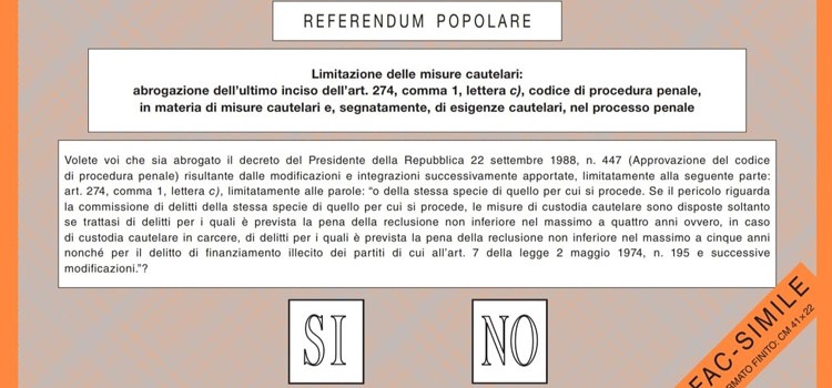 Il secondo quesito referendario: la limitazione dell’arresto preventivo