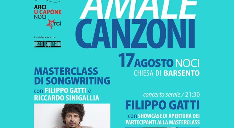 Scade il 5 agosto l’iscrizione alla masterclass di songwriting per autori curata da BucoBum e Arci “U Capone”